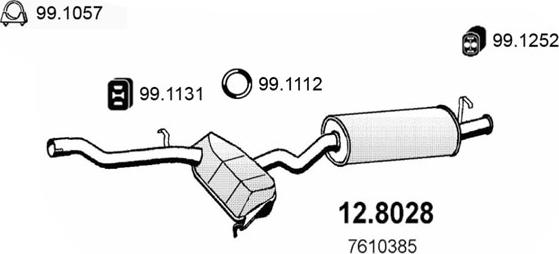 ASSO 12.8028 - Середній / кінцевий глушник ОГ autocars.com.ua