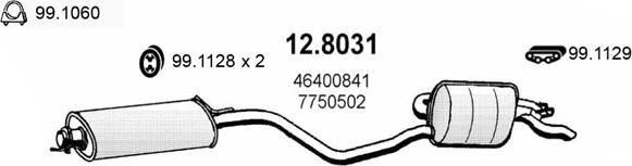ASSO 12.8031 - Задняя часть глушителя Fiat Punto T Gt 1.4 3P 133 Hp autodnr.net