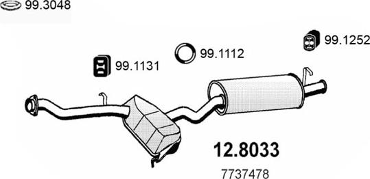 ASSO 12.8033 - Середній / кінцевий глушник ОГ autocars.com.ua