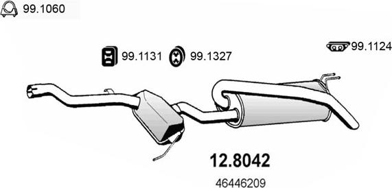 ASSO 12.8042 - Середній / кінцевий глушник ОГ autocars.com.ua