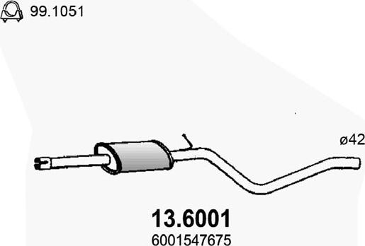 ASSO 13.6001 - Средний глушитель выхлопных газов avtokuzovplus.com.ua