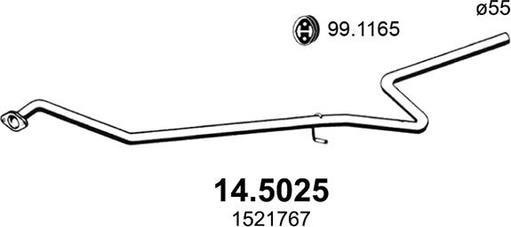 ASSO 14.5025 - Труба вихлопного газу autocars.com.ua
