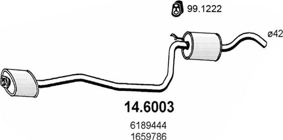 ASSO 14.6003 - Середній глушник вихлопних газів autocars.com.ua