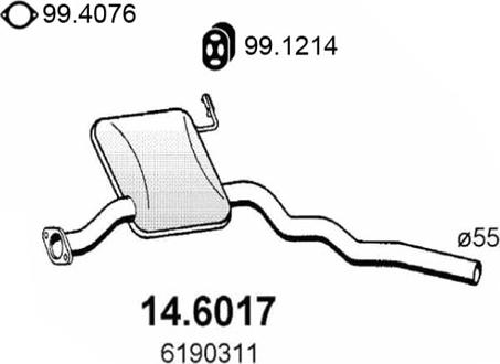 ASSO 14.6017 - Середній глушник вихлопних газів autocars.com.ua