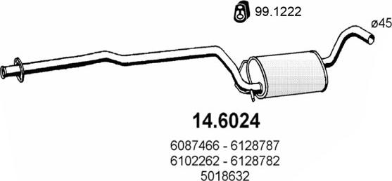 ASSO 14.6024 - Середній глушник вихлопних газів autocars.com.ua