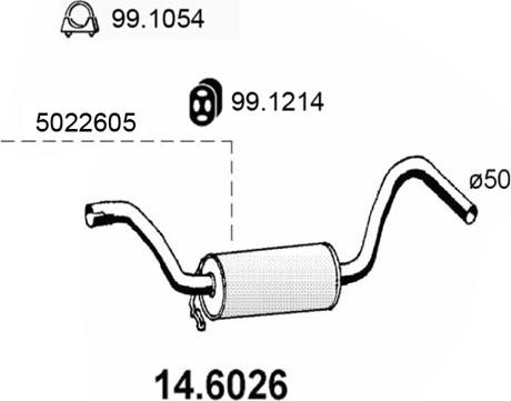 ASSO 14.6026 - Середній глушник вихлопних газів autocars.com.ua