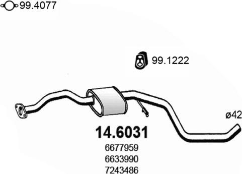 ASSO 14.6031 - Середній глушник вихлопних газів autocars.com.ua