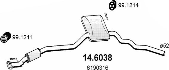 ASSO 14.6038 - Середній глушник вихлопних газів autocars.com.ua