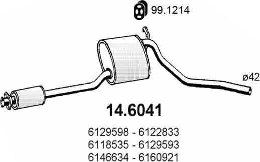 ASSO 14.6041 - Середній глушник вихлопних газів autocars.com.ua