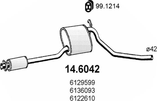 ASSO 14.6042 - Середній глушник вихлопних газів autocars.com.ua