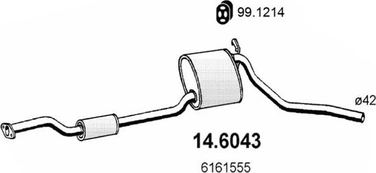 ASSO 14.6043 - Середній глушник вихлопних газів autocars.com.ua