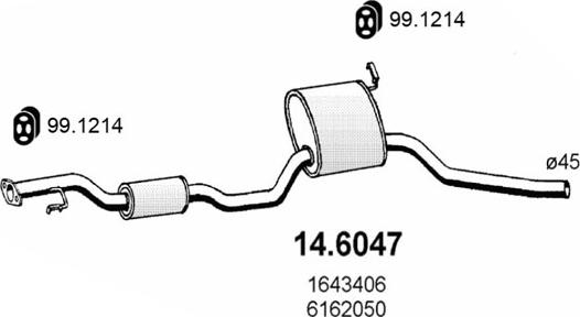 ASSO 14.6047 - Середній глушник вихлопних газів autocars.com.ua