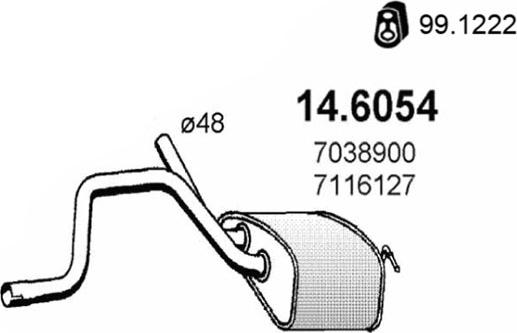 ASSO 14.6054 - Середній глушник вихлопних газів autocars.com.ua