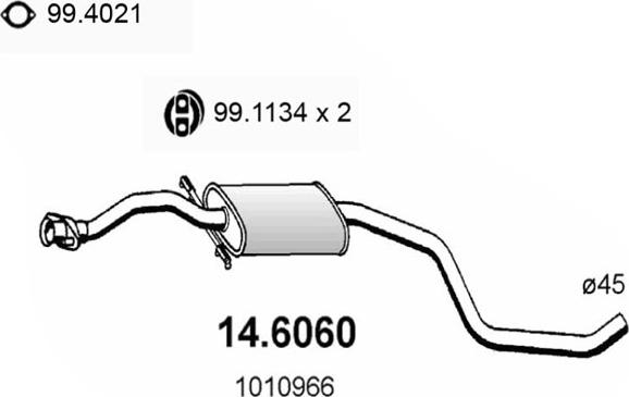 ASSO 14.6060 - Середній глушник вихлопних газів autocars.com.ua