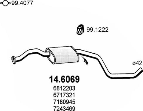 ASSO 14.6069 - Середній глушник вихлопних газів autocars.com.ua