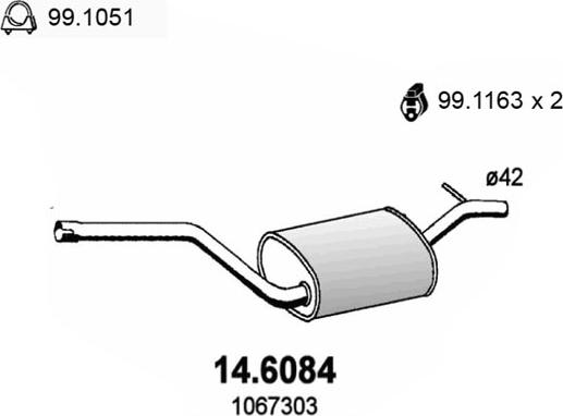 ASSO 14.6084 - Середній глушник вихлопних газів autocars.com.ua