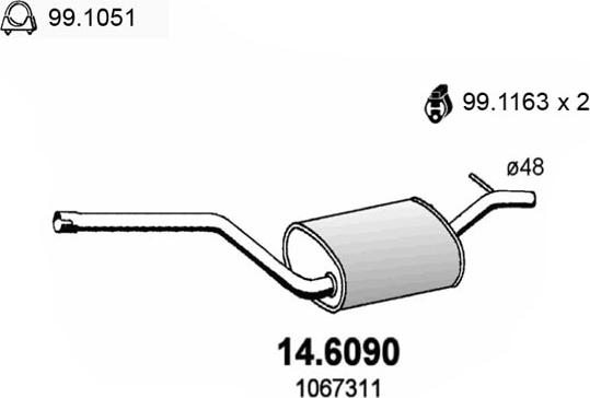 ASSO 14.6090 - Средний глушитель выхлопных газов avtokuzovplus.com.ua