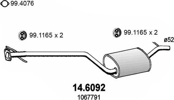 ASSO 14.6092 - Середній глушник вихлопних газів autocars.com.ua