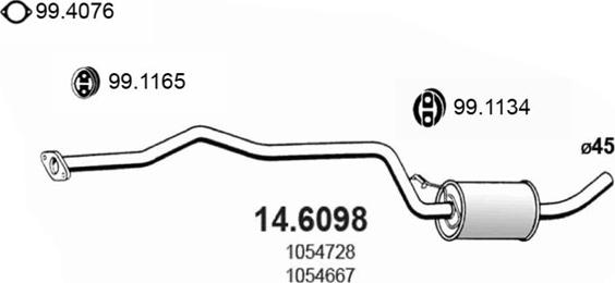 ASSO 14.6098 - Середній глушник вихлопних газів autocars.com.ua