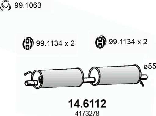 ASSO 14.6112 - Средний глушитель выхлопных газов autodnr.net