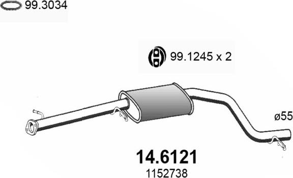 ASSO 14.6121 - Средний глушитель выхлопных газов avtokuzovplus.com.ua