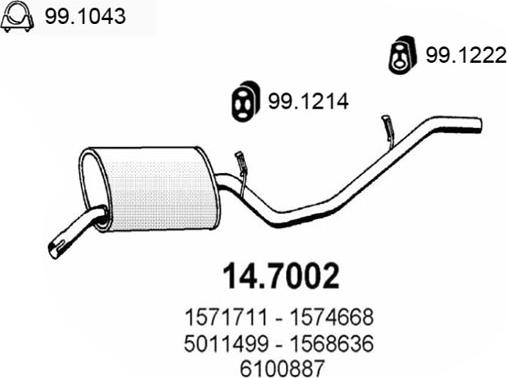 ASSO 14.7002 - Глушник вихлопних газів кінцевий autocars.com.ua