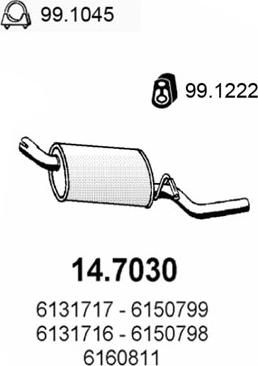 ASSO 14.7030 - Глушник вихлопних газів кінцевий autocars.com.ua