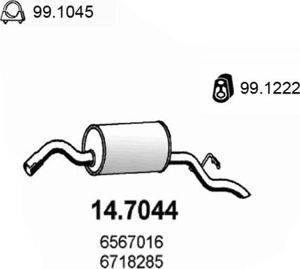 ASSO 14.7044 - Глушитель выхлопных газов, конечный avtokuzovplus.com.ua