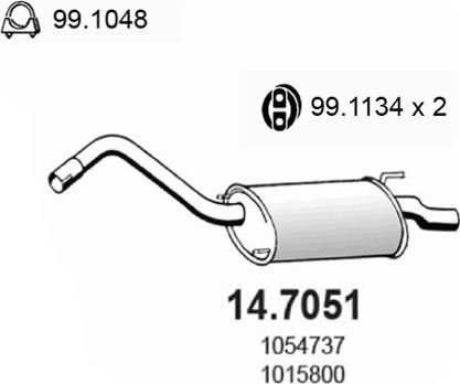 ASSO 14.7051 - Глушник вихлопних газів кінцевий autocars.com.ua