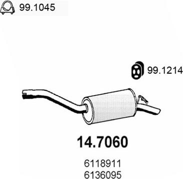 ASSO 14.7060 - Глушник вихлопних газів кінцевий autocars.com.ua