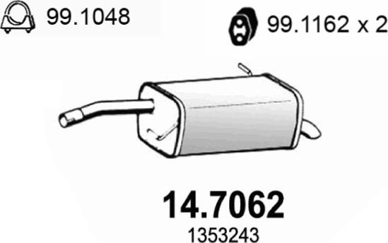 ASSO 14.7062 - Глушник вихлопних газів кінцевий autocars.com.ua