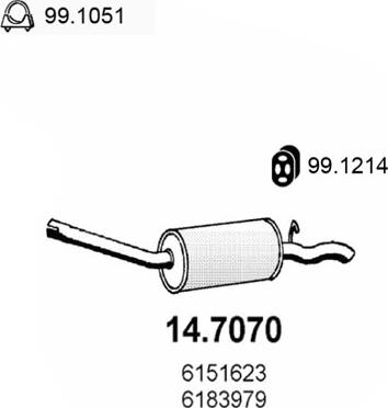 ASSO 14.7070 - Глушник вихлопних газів кінцевий autocars.com.ua