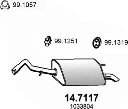 ASSO 14.7117 - Глушитель выхлопных газов, конечный avtokuzovplus.com.ua