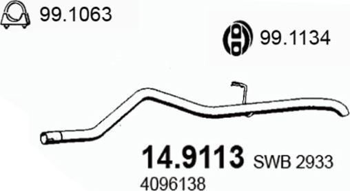 ASSO 14.9113 - Труба вихлопного газу autocars.com.ua