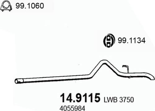 ASSO 14.9115 - Труба вихлопного газу autocars.com.ua