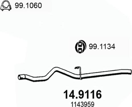 ASSO 14.9116 - Труба вихлопного газу autocars.com.ua