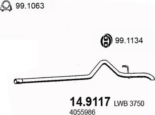 ASSO 14.9117 - Труба вихлопного газу autocars.com.ua