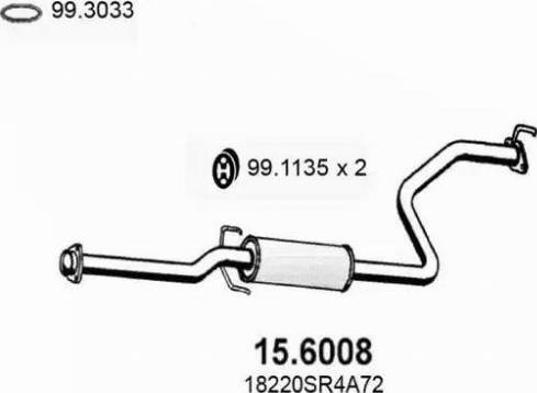 ASSO 156008 - Середній глушник вихлопних газів autocars.com.ua