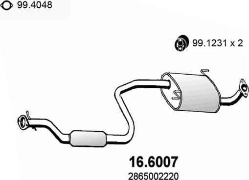 ASSO 16.6007 - Средний глушитель выхлопных газов avtokuzovplus.com.ua