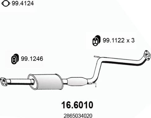 ASSO 16.6010 - Середній глушник вихлопних газів autocars.com.ua