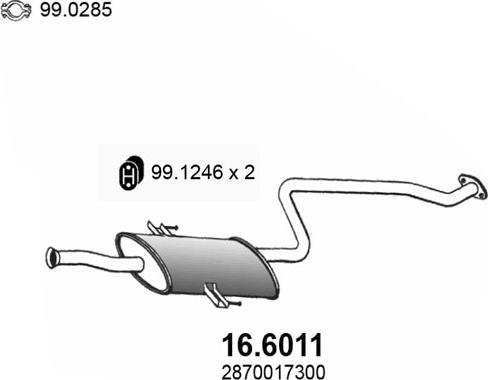 ASSO 16.6011 - Середній глушник вихлопних газів autocars.com.ua