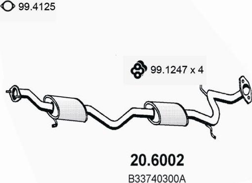 ASSO 20.6002 - Середній глушник вихлопних газів autocars.com.ua