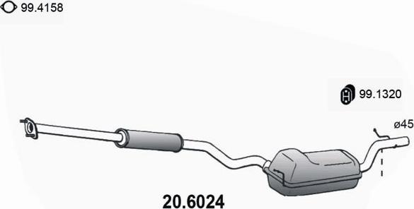 ASSO 20.6024 - Средний глушитель выхлопных газов avtokuzovplus.com.ua