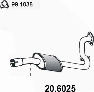 ASSO 20.6025 - Середній глушник вихлопних газів autocars.com.ua