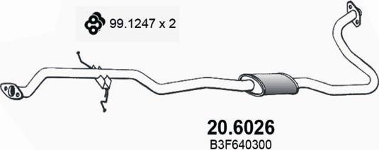 ASSO 20.6026 - Середній глушник вихлопних газів autocars.com.ua