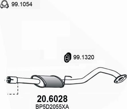 ASSO 20.6028 - Середній глушник вихлопних газів autocars.com.ua