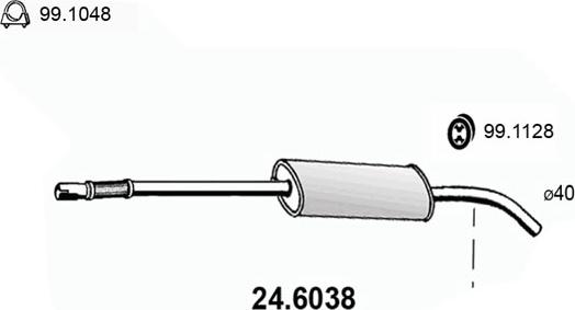 ASSO 24.6038 - Середній глушник вихлопних газів autocars.com.ua