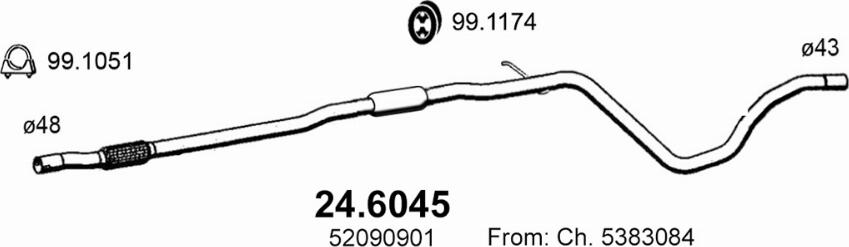 ASSO 24.6045 - Середній глушник вихлопних газів autocars.com.ua