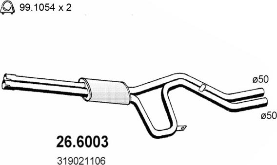 ASSO 26.6003 - Середній глушник вихлопних газів autocars.com.ua