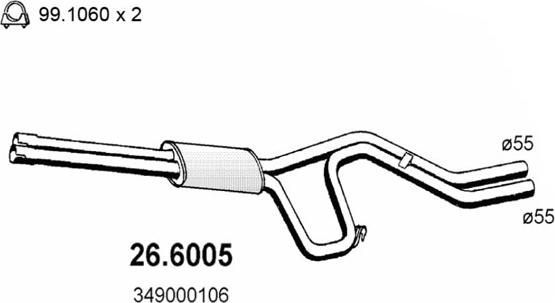 ASSO 26.6005 - Середній глушник вихлопних газів autocars.com.ua